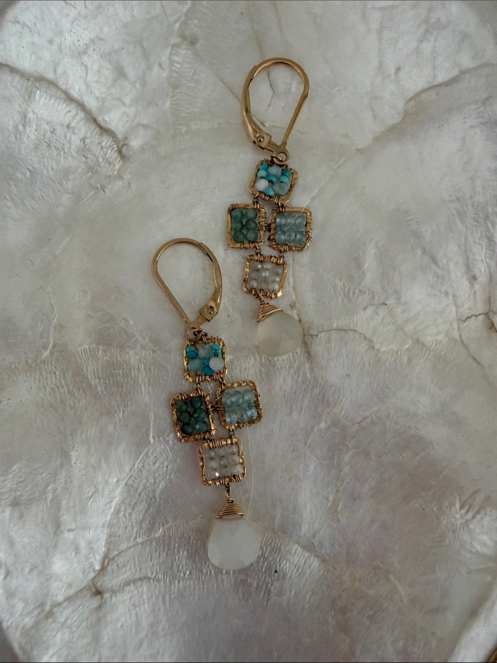 Rachel Reinhardt Gold Earrings with beaded semi precious stones